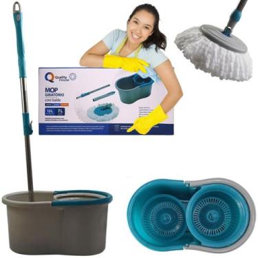 Imagem de Mop De Cozinha Redondo Rodo Esfregão Microfibra Limpa Chão Com Balde G