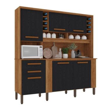 Imagem de Armário De Cozinha 6 Portas 2 Gavetas Catar Cinamomo-preto