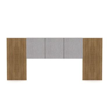 Imagem de Cabeceira Painel Casal Ripado Nature E Linho Cinza Sevilha 273 Cm - Pallazio