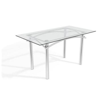 Imagem de Mesa Elba Cromada Com Tampo De Vidro Incolor 1,50m
