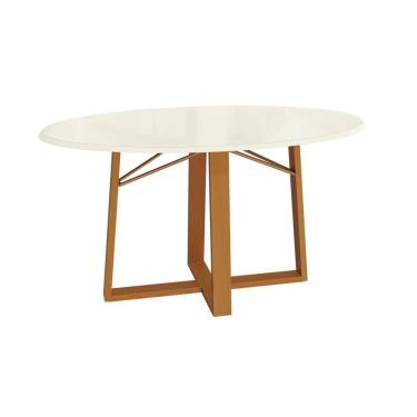 Imagem de Conjunto Sala De Jantar Madeira Maciça 4 Cadeiras Kappesberg Off White Linho Claro Tela Bege