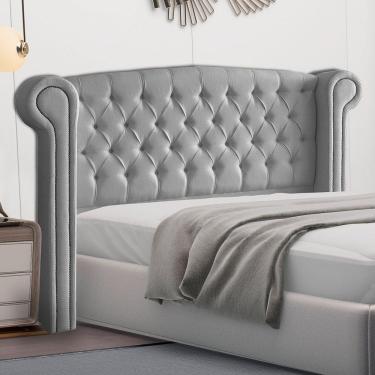 Imagem de Cabeceira Cama Box Casal Queen Size Adelle 160cm Com Frame Veludo Cinza - Abmaza