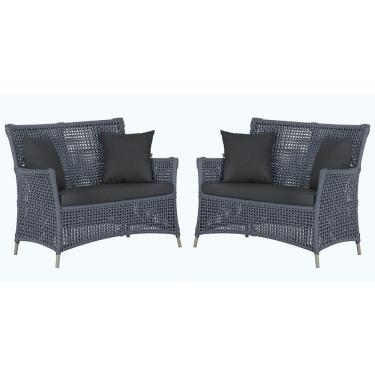 Imagem de 2 Sofás área Externa Igapó Alumínio Fendi Corda Náutica E11 Prata