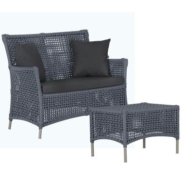 Imagem de 1 Sofá E Mesa Centro Igapó Alumínio Corda Náutica E11 Trama Prata