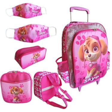 Imagem de Kit mochila de rodinhas dinossauro escolar infantil meninos masculino 