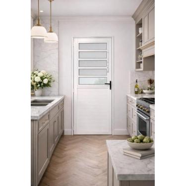 Imagem de Porta Basculante Lambril Alumínio Branco 210X80 Lado Direito - Brecori