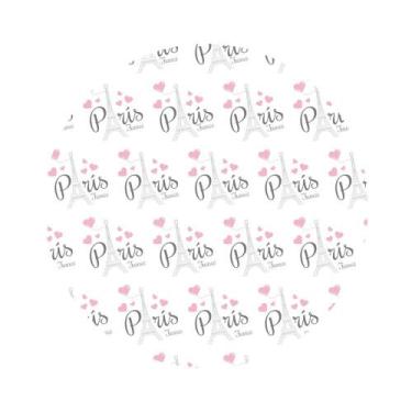 Imagem de Painel de Lona Redondo Paris Corações - Fabrika de Festa, 150x150cm