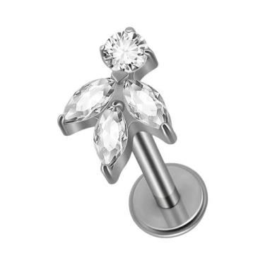 Imagem de Piercing Labret De Titânio Com Zircônia Cúbica E Rosca Interna Para Tr