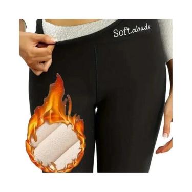Imagem de Leggings Femininas De Cintura Alta Com Forro De Pelúcia Sherpa, Cor Só