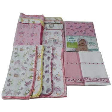 Imagem de Kit 2 Lavabos 1 Toalha capuz 8 Fraldas e 3 Cueiros Menina