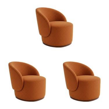 Imagem de Kit 3 Poltronas Decorativa Premium Orgânica para Recepção e Clinicas em Bouclê Italiano Terracota