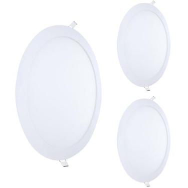 Imagem de Kit 3 Painel Embutir LED 6500K Luz Branco Frio 24W Bivolt Redondo Ilum
