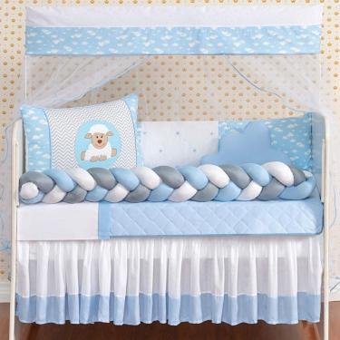 Imagem de Kit Berço Ovelha 14 Peças Algodão Estampado + Mosquiteiro
