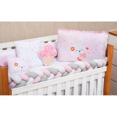 Imagem de Kit Berço Trançado Com Edredom E Lençol Elástico Docinho