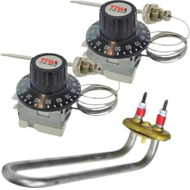 Imagem de Kit Termostato Analógico 20 A 120 Graus 30 Amperes Resistencia 1300w 2