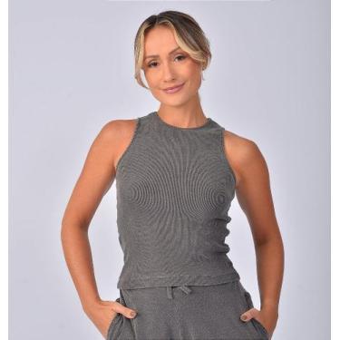 Imagem de Regata Feminina de Ribana Estonada Chumbo - Alta Qualidade e Conforto 