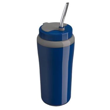 Imagem de Copo Térmico Tererê com Canudo Bomba Inox 650ml - Unitermi, Azul