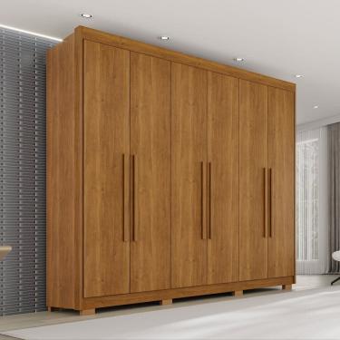 Imagem de Guarda Roupa Casal com Pés 6 Portas 6 Gavetas 100% Mdf Itália Plus Cinamomo