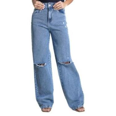 Imagem de Calça Jeans Sawary Wide Leg - 282697 - Azul médio 36-Feminino