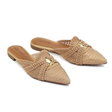 Imagem de Tamanco Rasteira Valentina Ouro Feminino 35 VALENTINA-Feminino