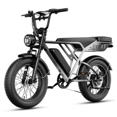 Imagem de Bicicleta elétrica Jasion RetroVolt Pro cinza gradiente, pneus 20x4, motor 750W pico 30...
