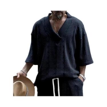 Imagem de Camiseta Masculina De Algodão Com Decote Em V, Estilo Japonês E Corean