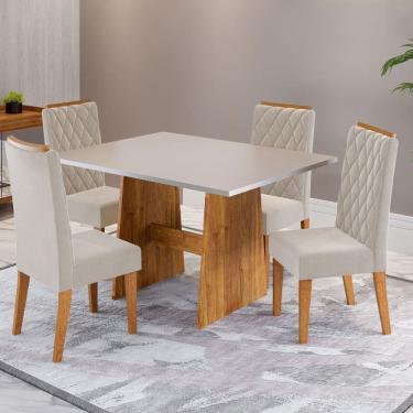 Imagem de Mesa de Jantar 4 Lugares Xandria Marrom/Blonde/Pastel - Viero Móveis