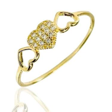 Imagem de Anel de ouro 18k Três Corações com Pedras - Elegancy Joias, 27