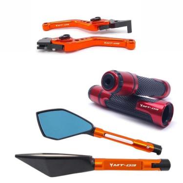 Imagem de Kit Manete Manopla Retrovisor MT-03 16 a 24 Gravado a laser - NoBrand,