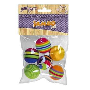 Imagem de Brinquedo Bolinha Gato Espuma Com 6 Unidades - JAMBO