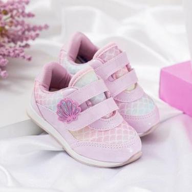 Imagem de Tênis Bebê Menina Pinokio Sereia Com Concha E Glitter - Conforto E Magia No Caminhar-Fe...