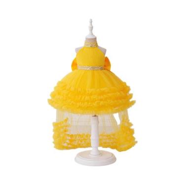 Imagem de Vestido De Festa Com Lantejoulas Para Menina, Grande Laço, Vestido De 
