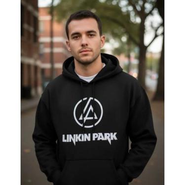 Imagem de Blusa Moletom Linkin Park Casaco De Frio Flanelado com bolso e capuz C