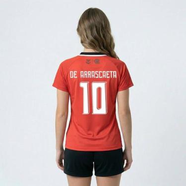Imagem de Camisa Flamengo Manto Feminina Listrada 10 De Arrascaeta - Braziline, 