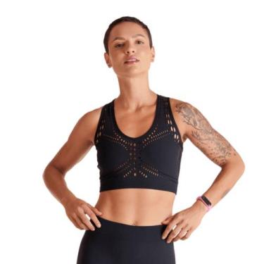 Imagem de Top Fitness Sem Bojo Feminino Nadador Lupo, P, Preto