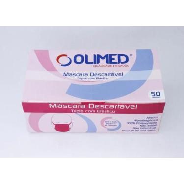 Imagem de Máscara Descartável com Tripla Proteção Rosa c/ 50 unidades - OLIMED