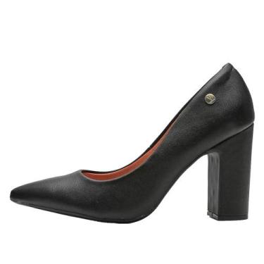 Imagem de Sapato Scarpin Vizzano Feminino Salto Bloco Grosso Liso, 38, Preto