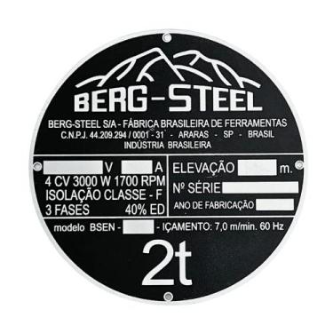 Imagem de Placa Identificacao Para Talha BSEN 2Ton 15174062 BERG STEEL