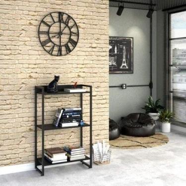 Imagem de Estante para Livro Industrial 3 Prateleiras 104CMX60CM Preto/Ônix - Co