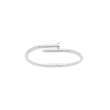 Imagem de Bracelete Pregoeiro Liso Banhado a Ródio Branco - 6 cm - 12 g - VIDIÈ