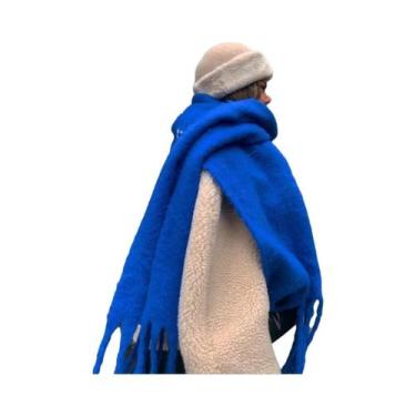 Imagem de Cachecol De Luxo Feminino Em Cashmere, Xale Grosso E Quente Com Franja
