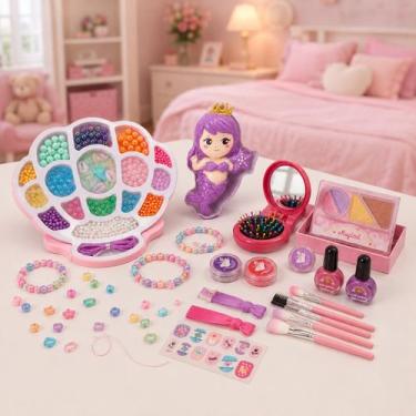 Imagem de Kit Infantil Miçangas + Maquiagem E Cabelo 2 Kits Em 1 - Unitoys