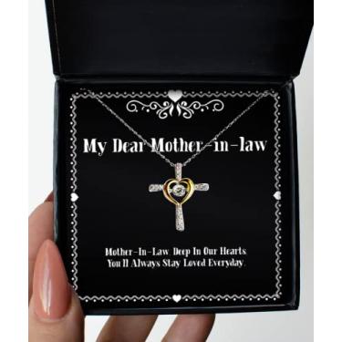 Imagem de SpreadPassion Colar exclusivo de cruz sogra, sogra, profundo em nossos corações, você sempre vai ficar, presentes baratos para a mãe