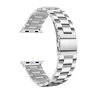 Imagem de Pulseira Aço Inoxidável Elos Clássica, Compatível com Apple Watch (42/44/45, Prata)