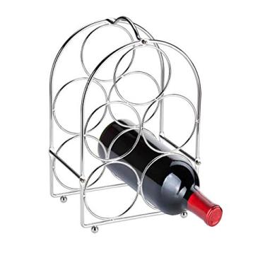 Imagem de Home Basics Suporte de vinho para mesa, cromado, 5 garrafas