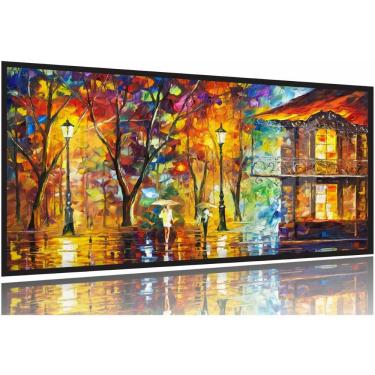 Imagem de Quadros Decorativos Pintura Abstrato City Sala Quarto 130x60 Moldura Preta 2x2