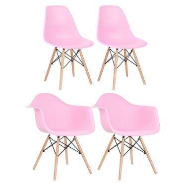 Imagem de Kit 2 cadeiras Eames DAW com braços + 2 cadeiras Eiffel DSW