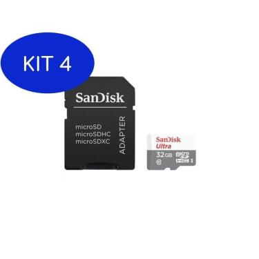 Imagem de Kit 4 Cartão De Memória Microsd Sandisk 32Gb Com Adaptador
