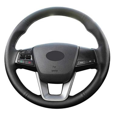 Imagem de DYBANP Capa de volante, para Hyundai ix25 2014-2016 / Creta 2016 2017, capa de volante de couro preto DIY