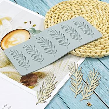 Imagem de Moldes de silicone Fondant Folhas tropicais Tapete de impressão de silicone Molde de pressão de pasta de goma para bolo Chocolate Cupcake Decoração de bolos Toppers Doces Biscoitos Resina Açucararia (E_20,8 x 8,6 x 0,3 cm)